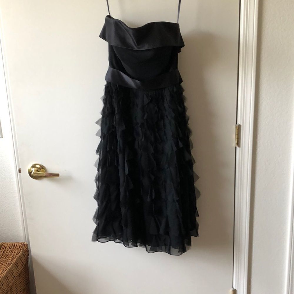 WHBM Strapless Silk Dress Size 2 Gently Used Black